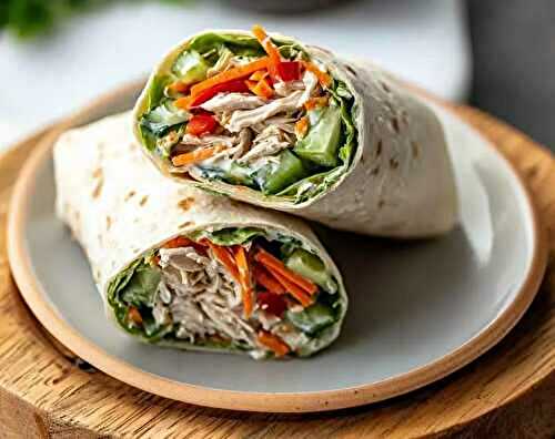recettes de cuisine faciles 3 wrap au poulet roti crudites et sauce yaourt